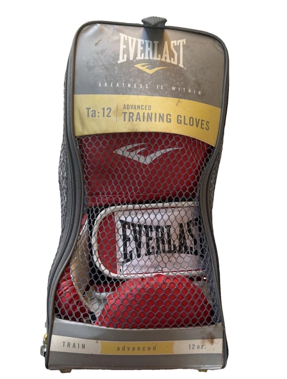 Everlast Boxing Gloves Training 12oz Wrist Strap Red White Model 2912R